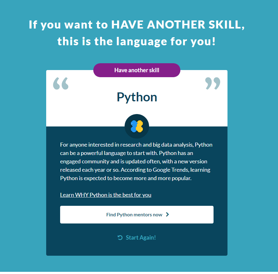 memilih bahasa pemrograman | best programming language for me result