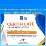 Ceritificate Of Appreciation XMU Astra Credit Compenies (ACC) Sebagai Supportive & Valuable Partner Selama Tahun 2021-2022